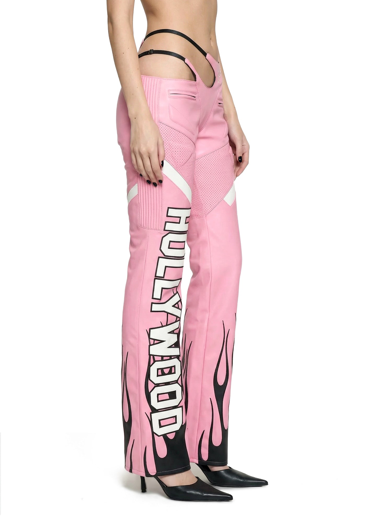 Hollywood Asymmetrical Moto Trousers - Pink