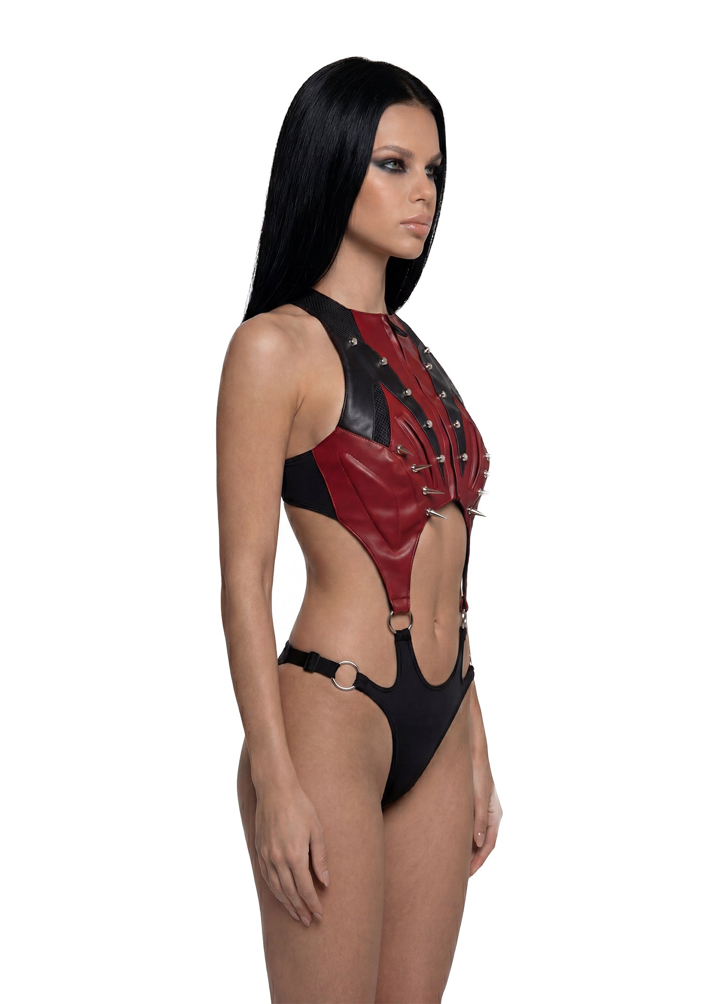 Studded Octane Moto Body Flat Panty - Red