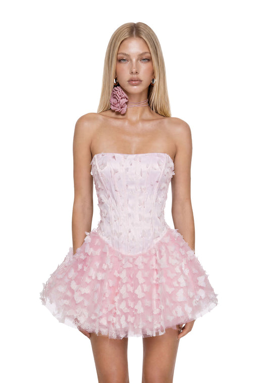 Butterfly Delight Strapless Mini Dress