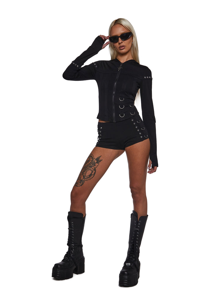 Ego Micro Shorts With Hardware - Black