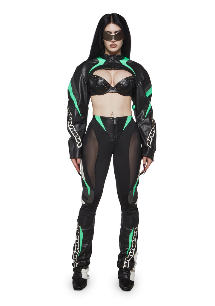 XTC Leather Choker Jacket - Green