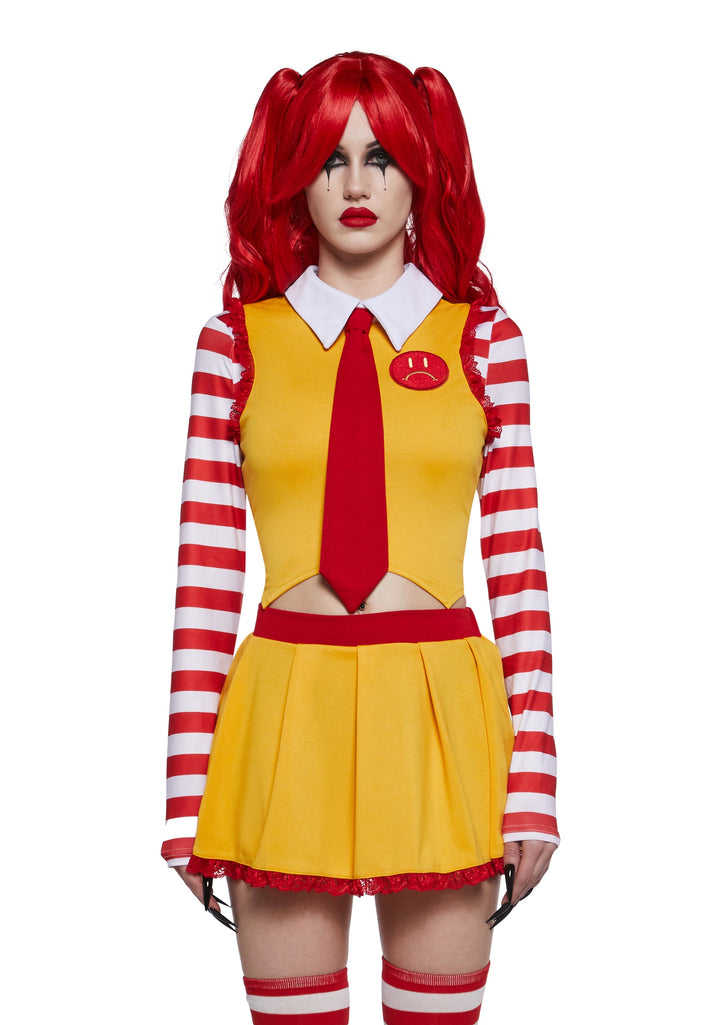 Fast Food Clown Costume and Wig Set