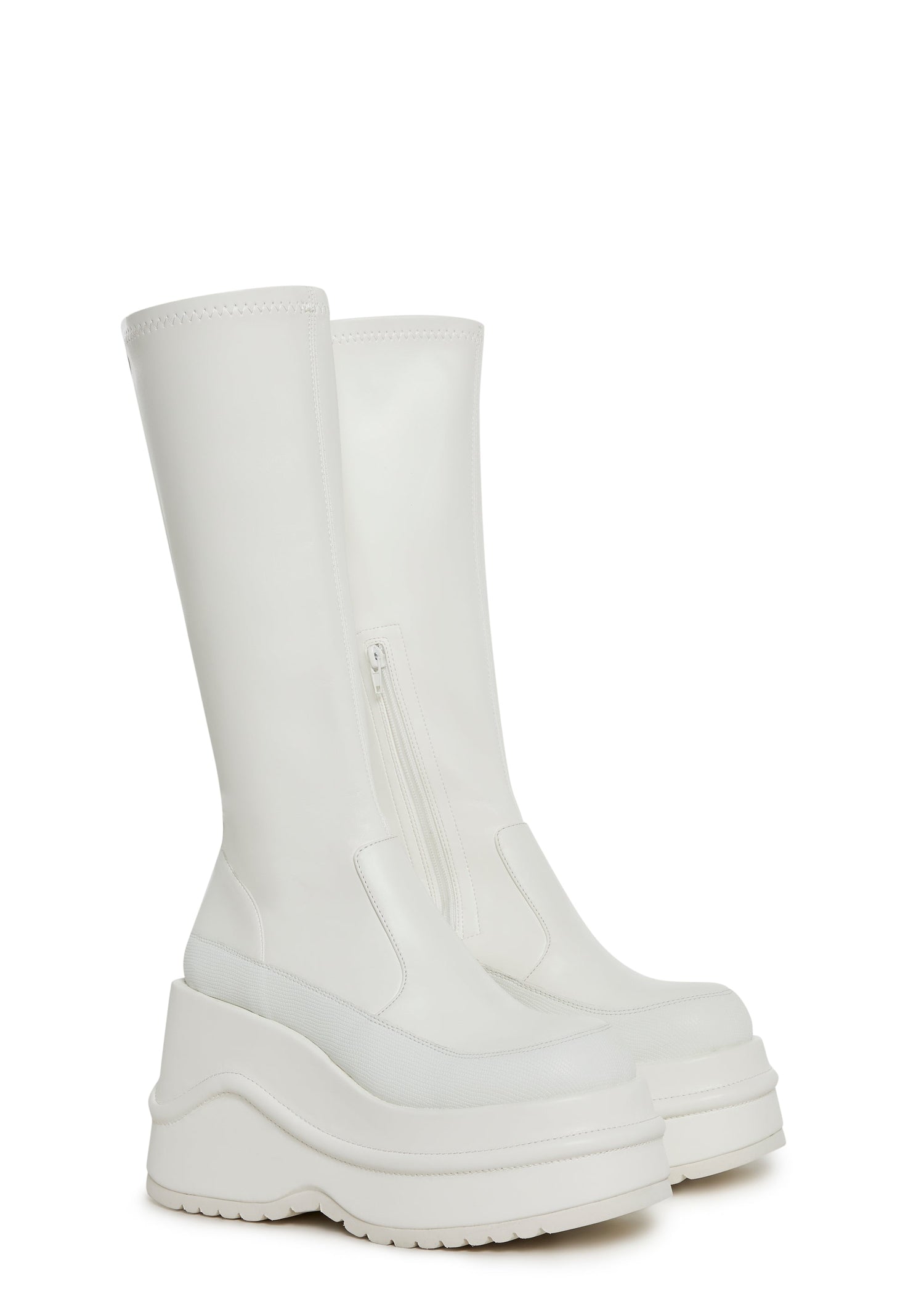New Fans Wedge Stretch Boots - White