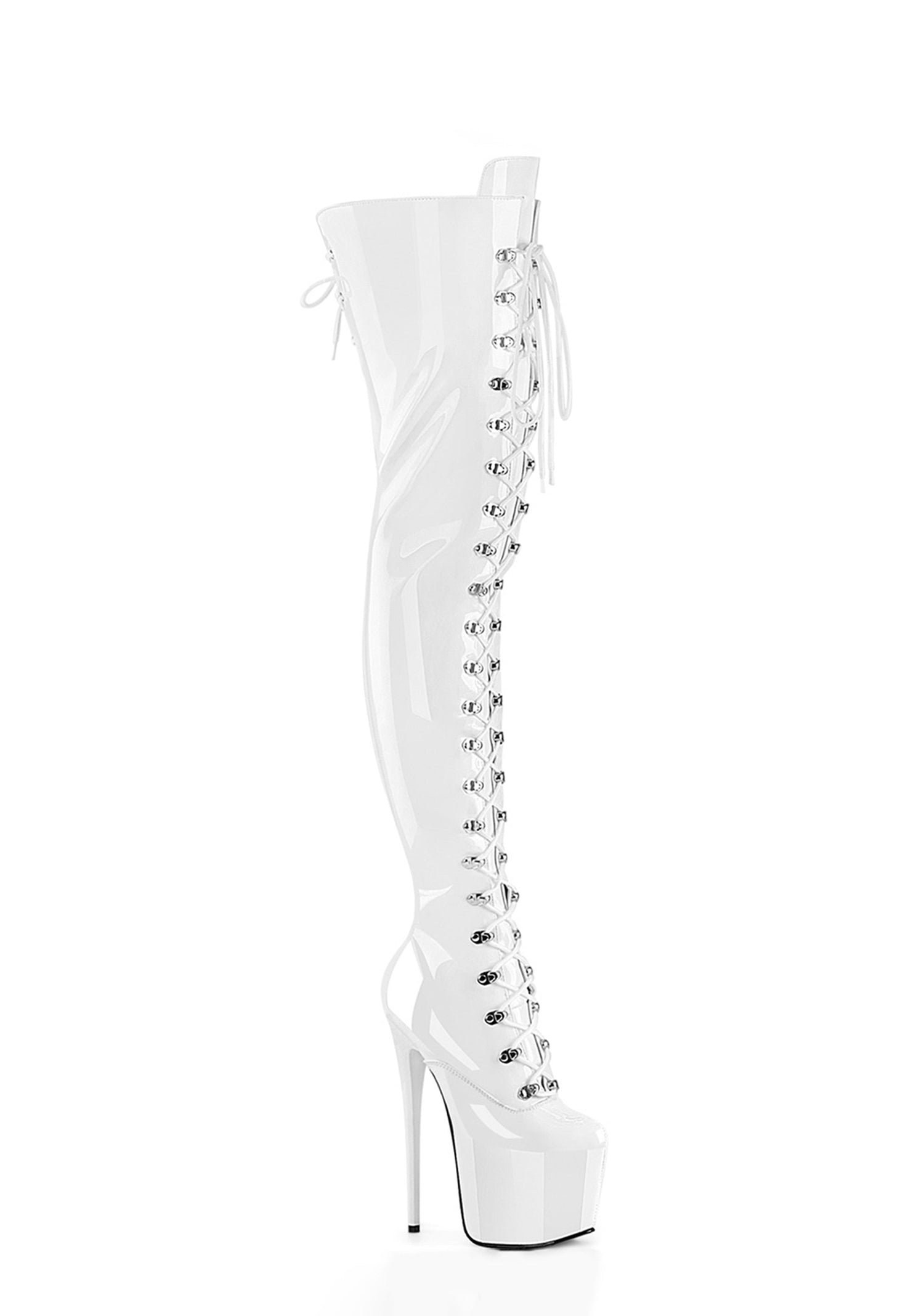 Jubilant-4012 Platform Crotch Boots-White