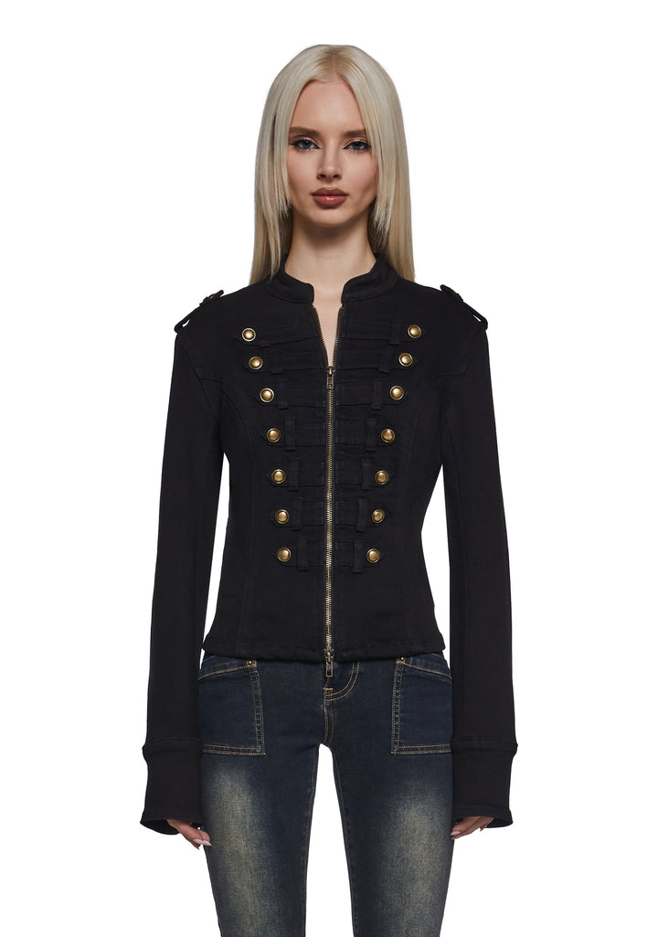 Military Parade Twill Jacket - Black
