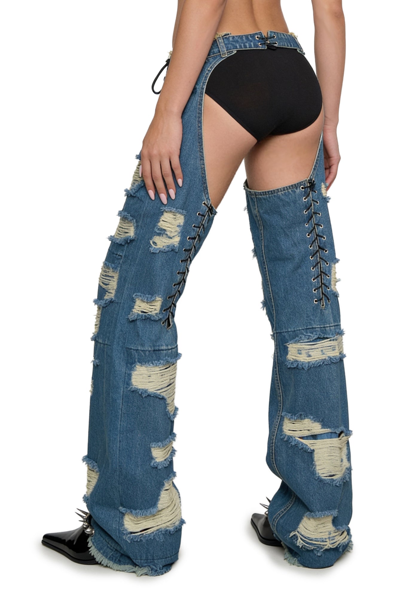 Denim Shredded Chaps - Blue