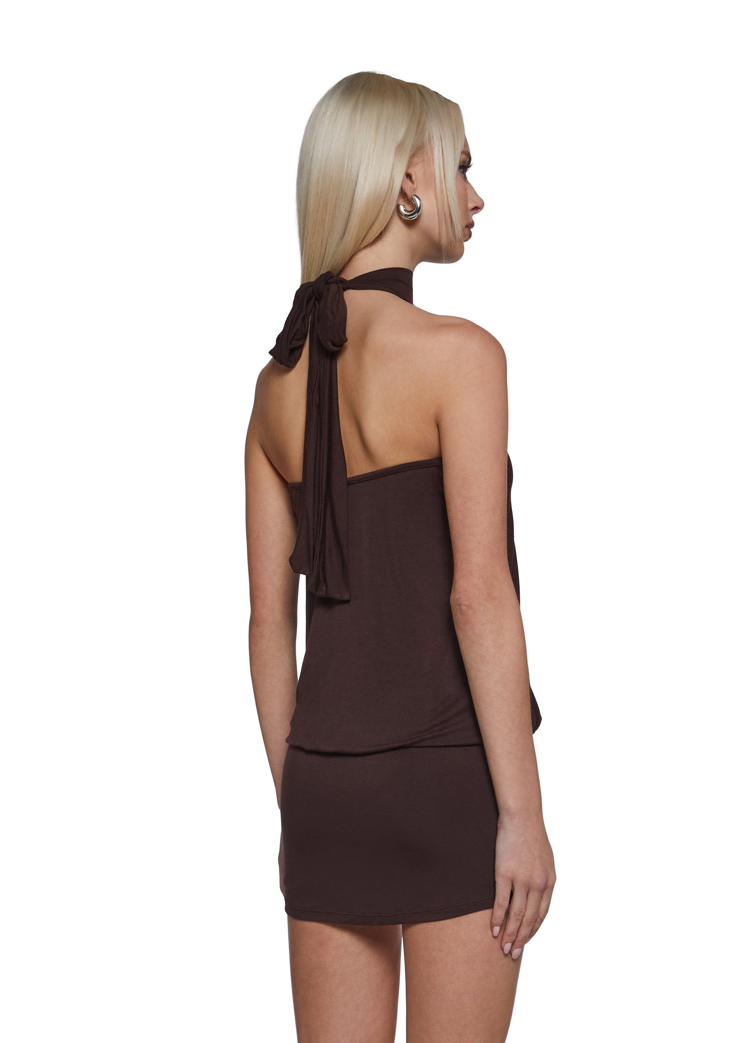 Club Moves Halter Dress - Brown