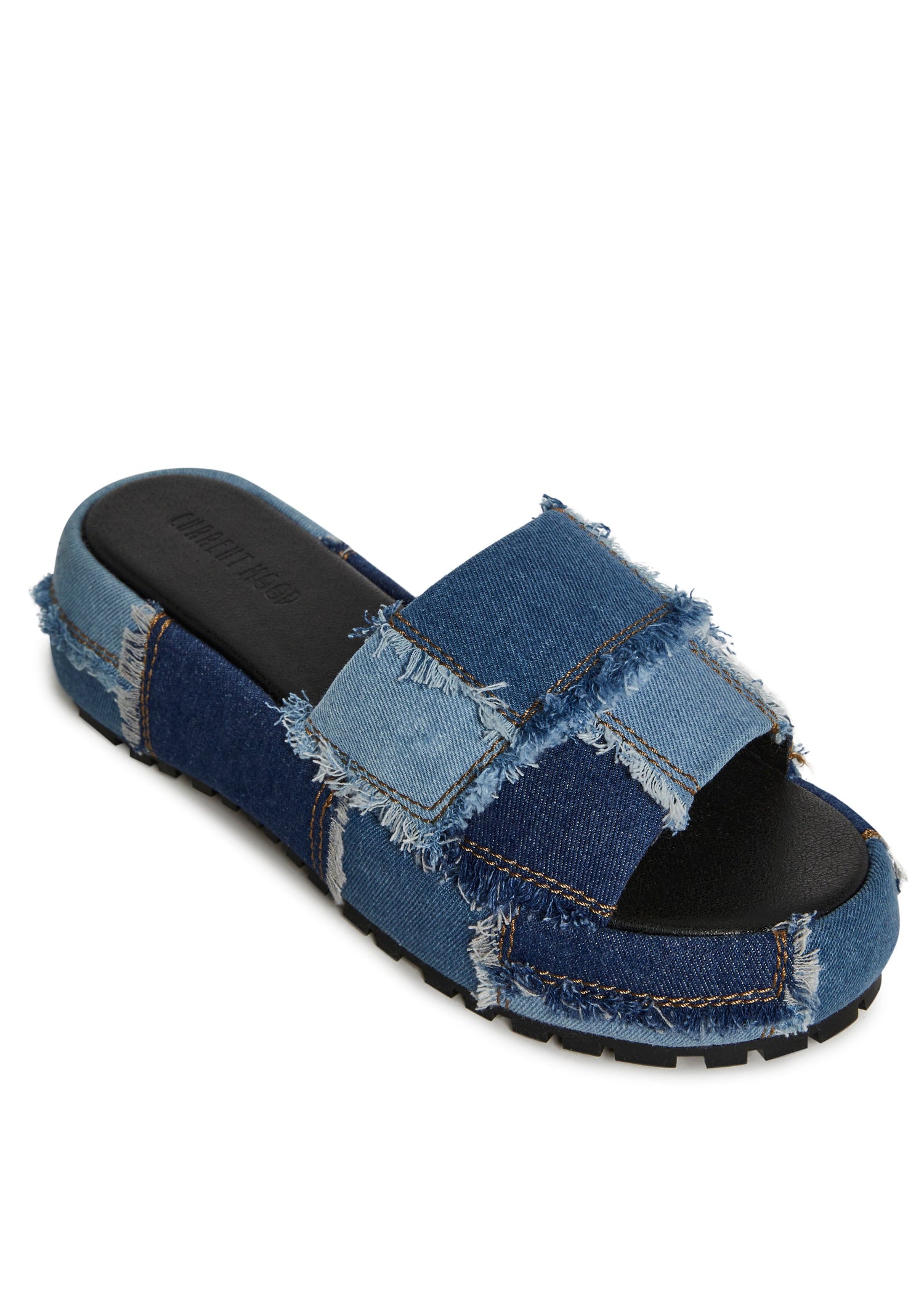 Patchwork Denim Slides