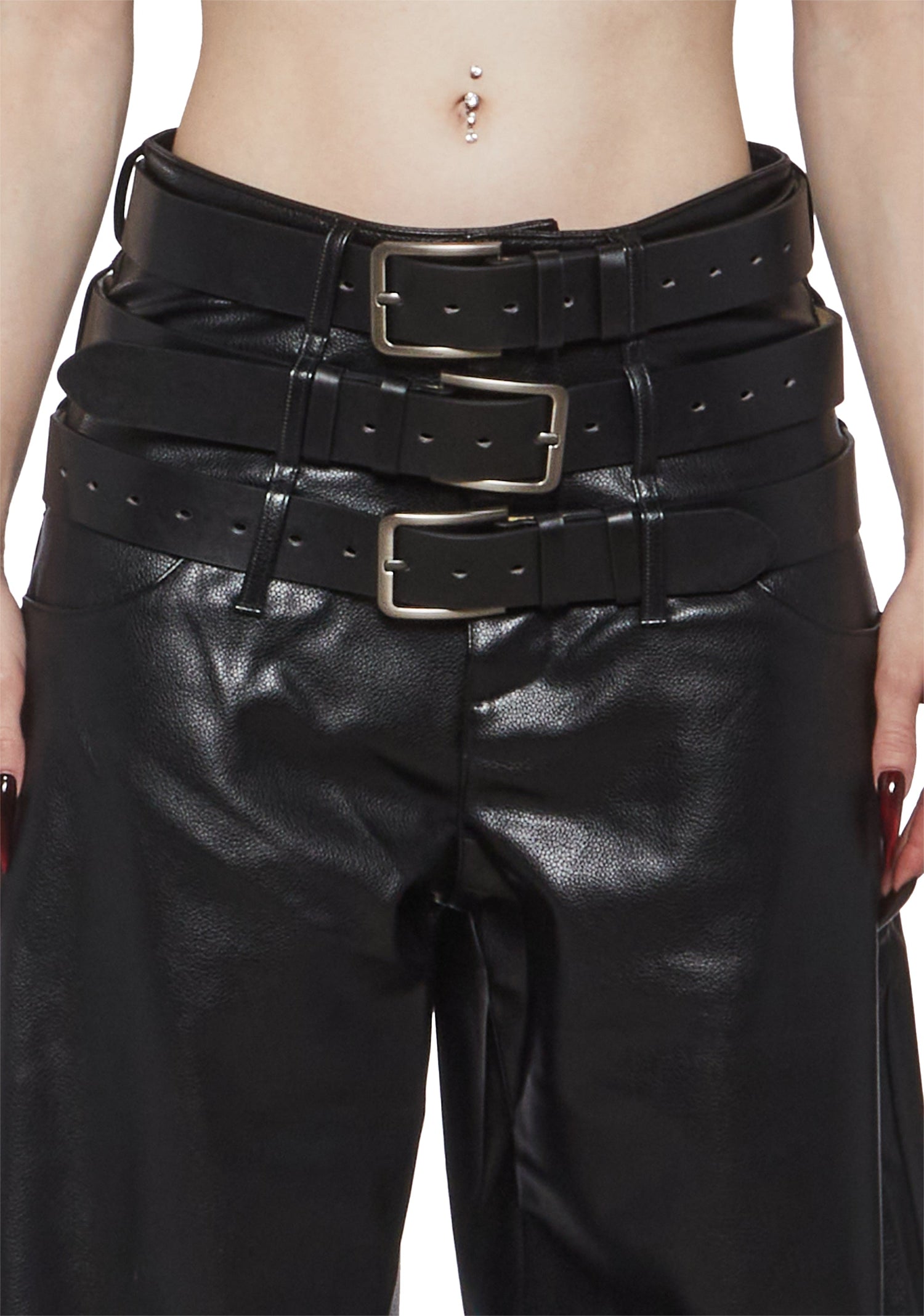 Triple Belt Pants - Black