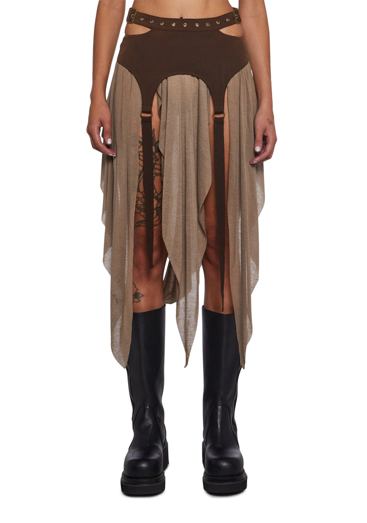 Signal Garter Belted Mini Skirt - Brown