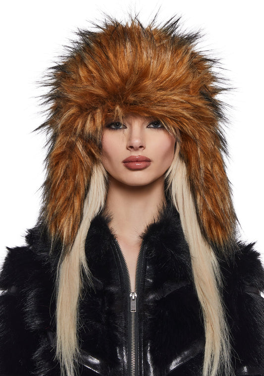 Aura Faux Fur Trapper Hat - Brown