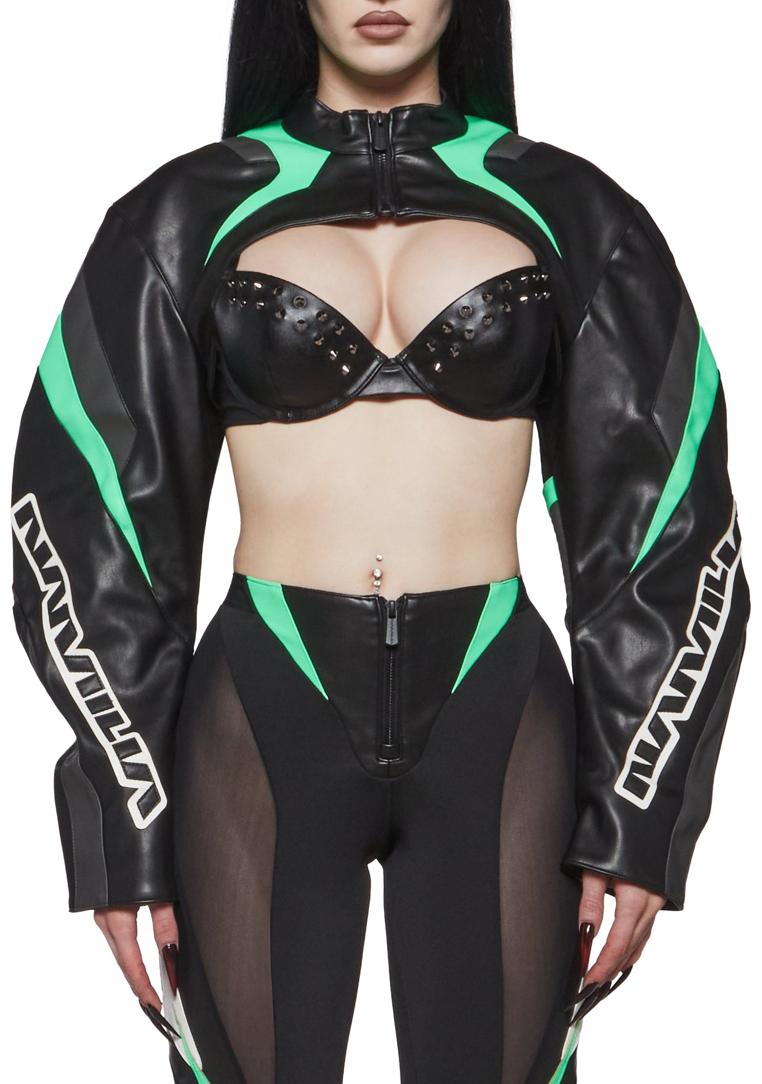 XTC Leather Choker Jacket - Green