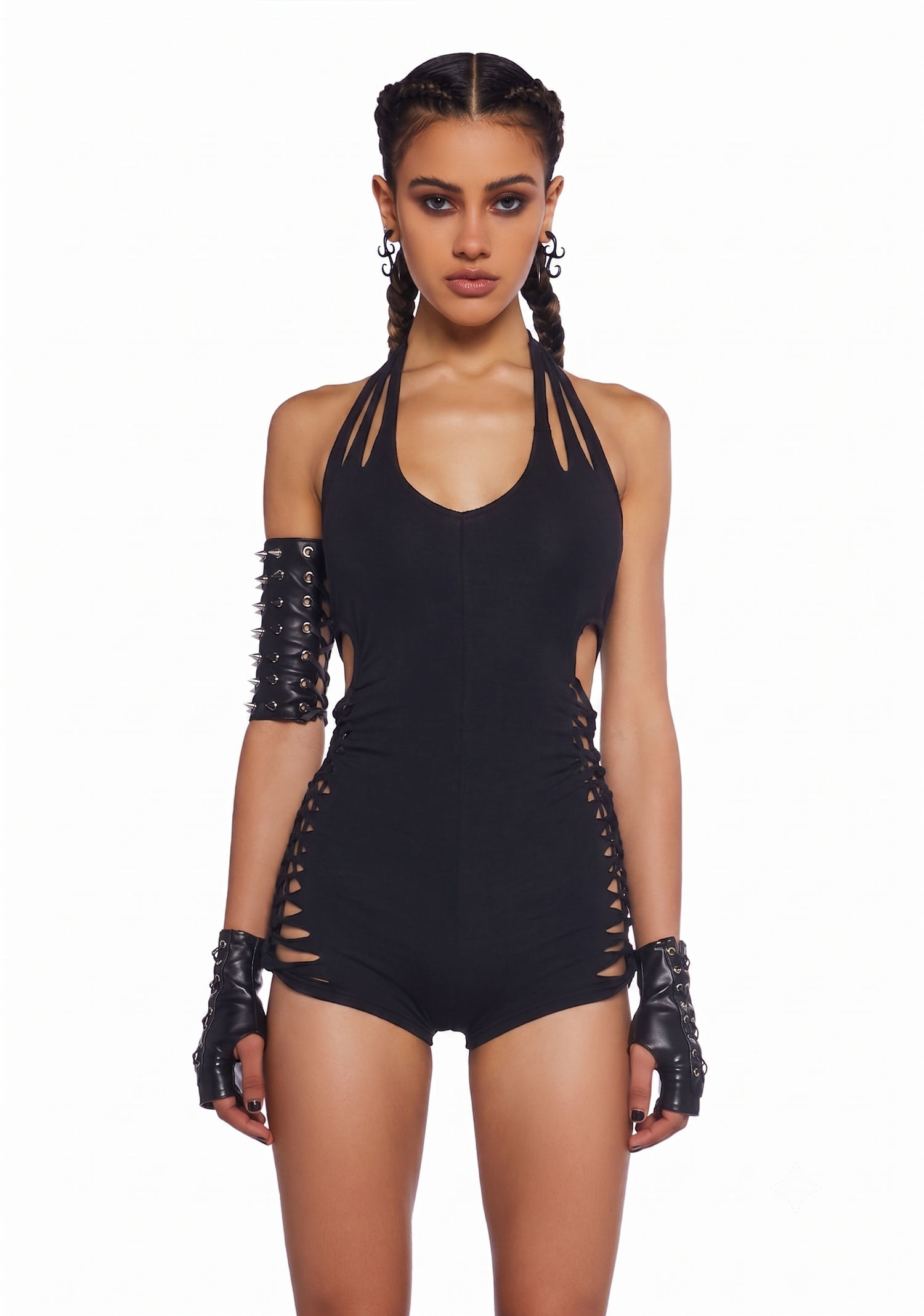 Endless Horizon Shredded Romper - Black