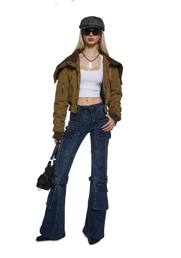 Level Up Cargo Fitted Jeans - Blue