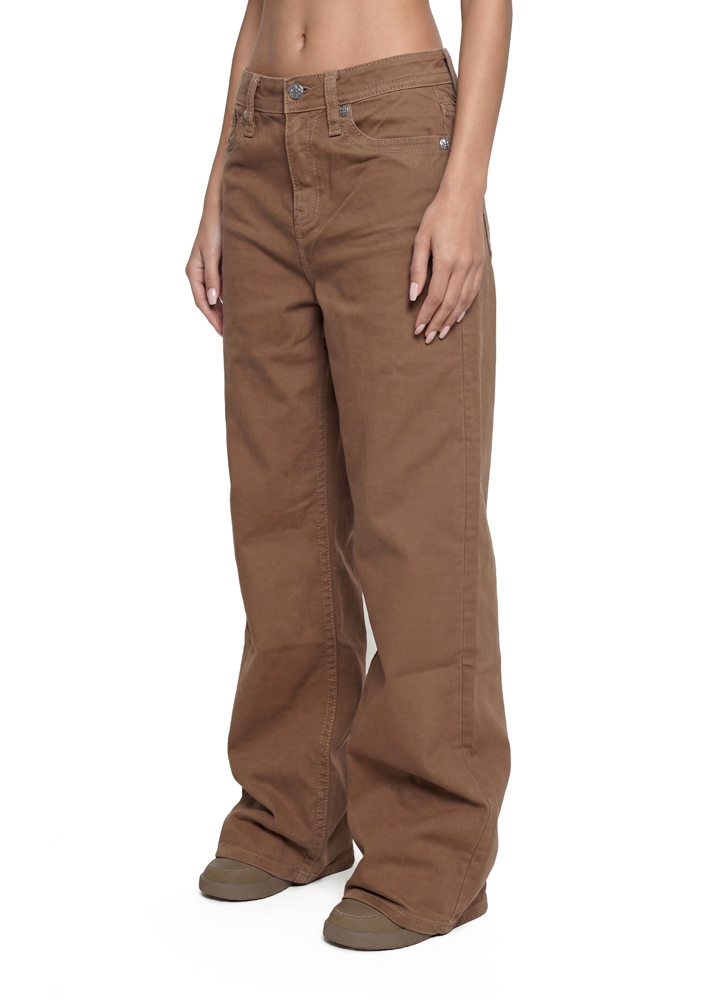 Johanne Low Rise Baggy Jeans - Khaki