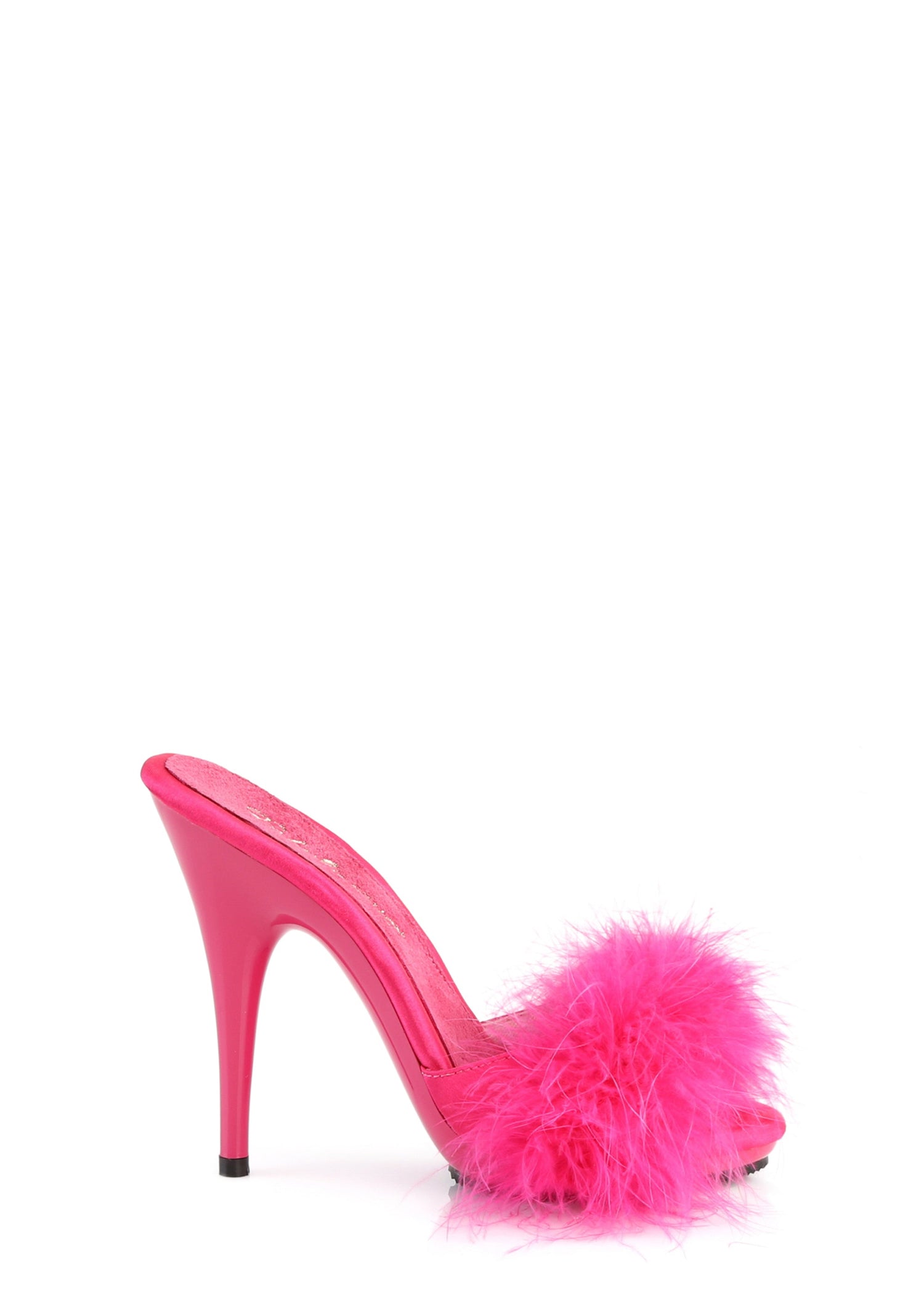 Poise-501Faux Fur Slip on Heels - Hot Pink