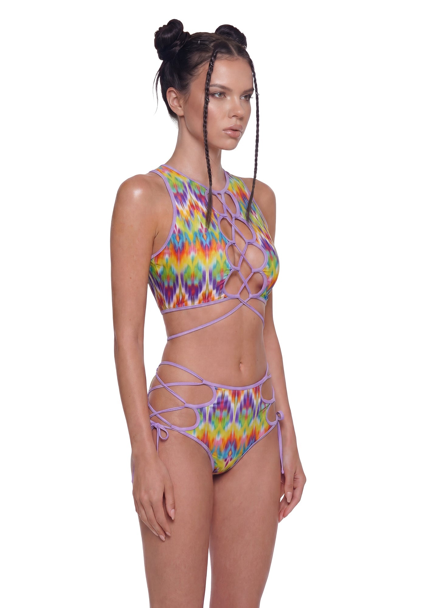Neon Pop Lace Up Top - Multi