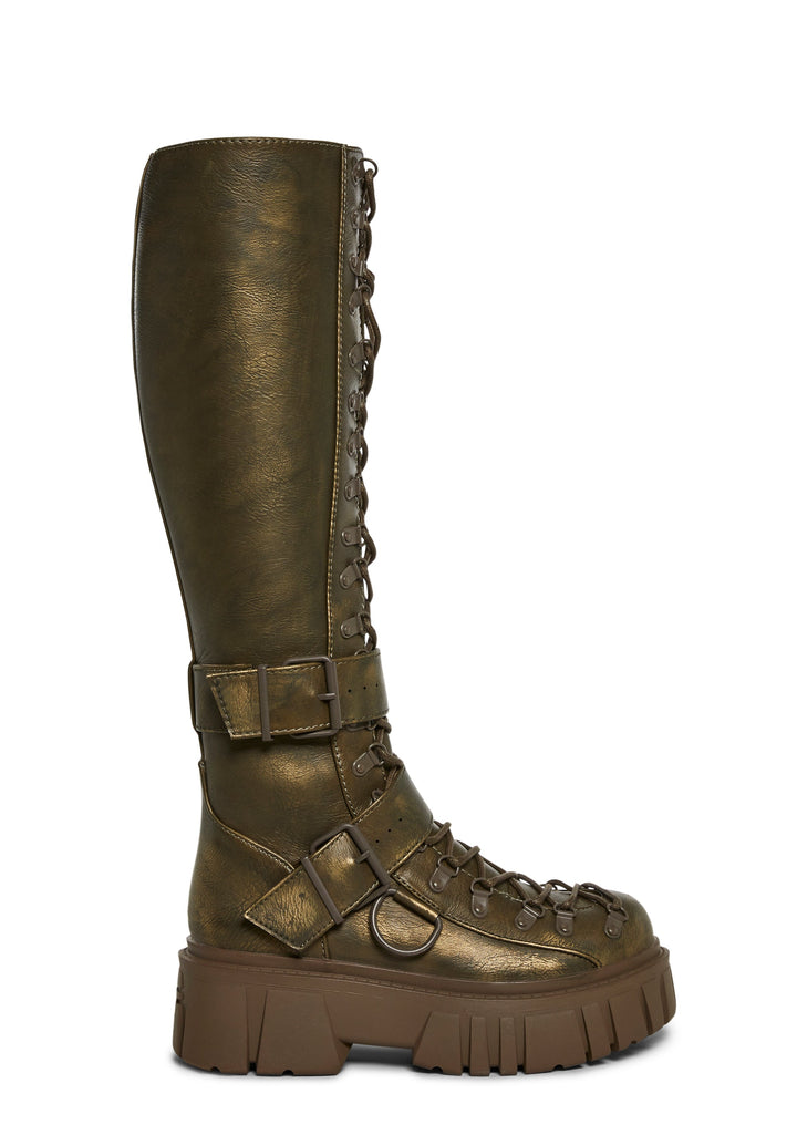 Low Traitor Knee High Boots - Gold