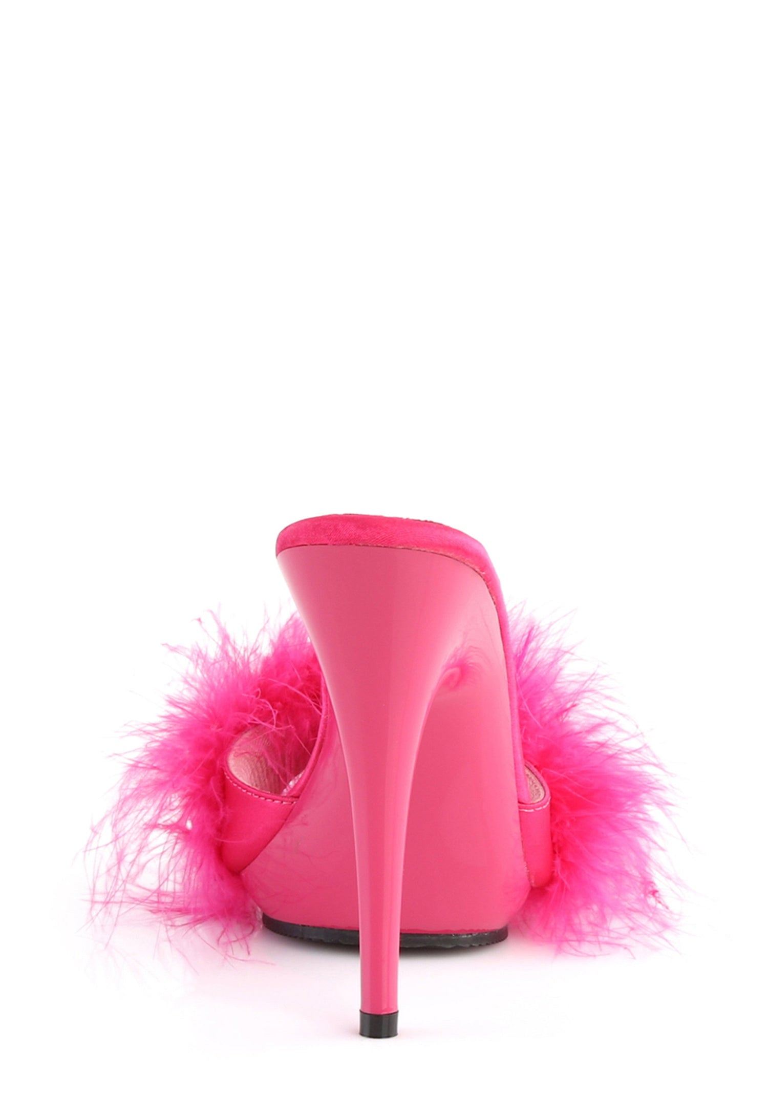 Poise-501Faux Fur Slip on Heels - Hot Pink