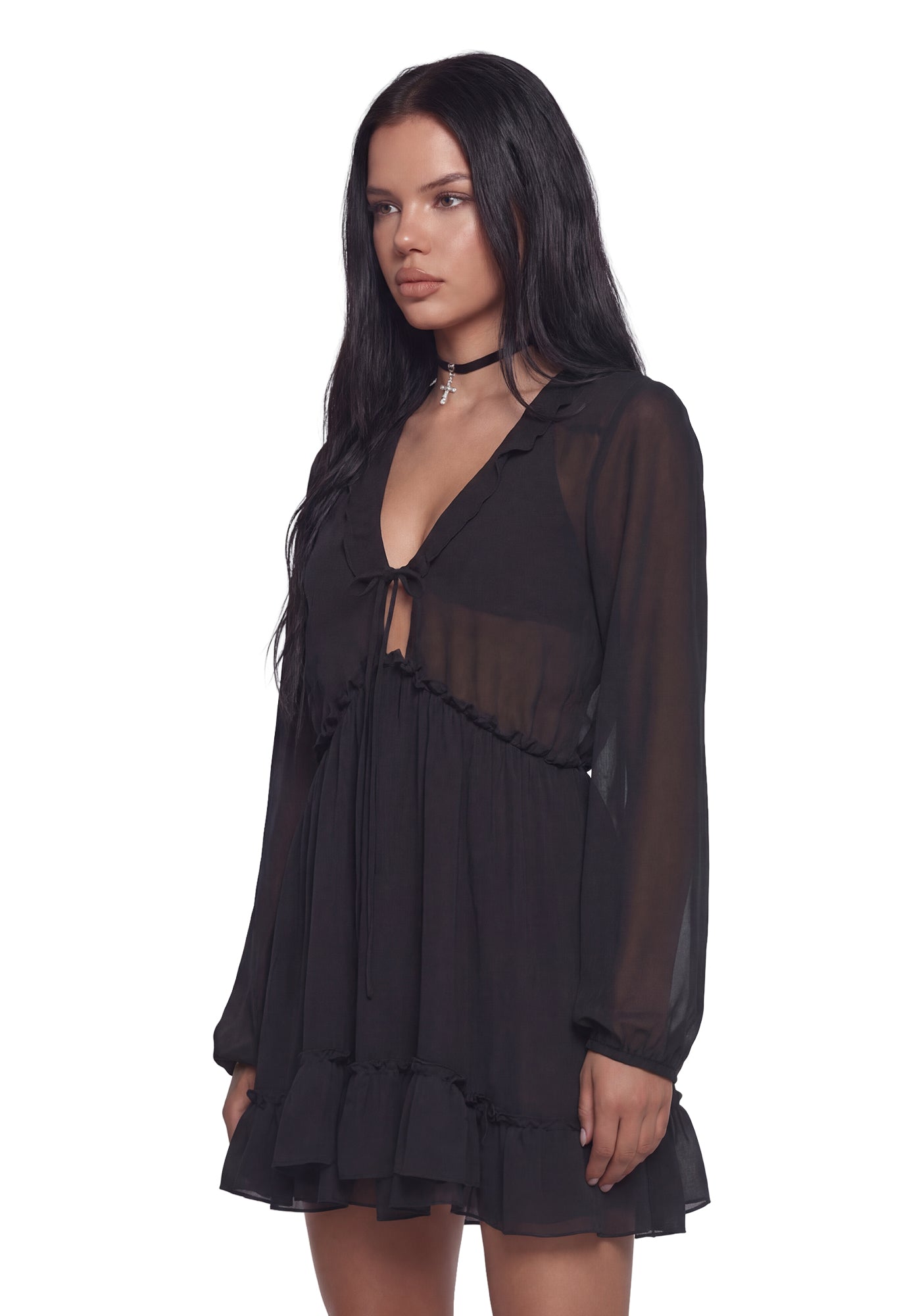 Sunset Chaser Babydoll Dress - Black