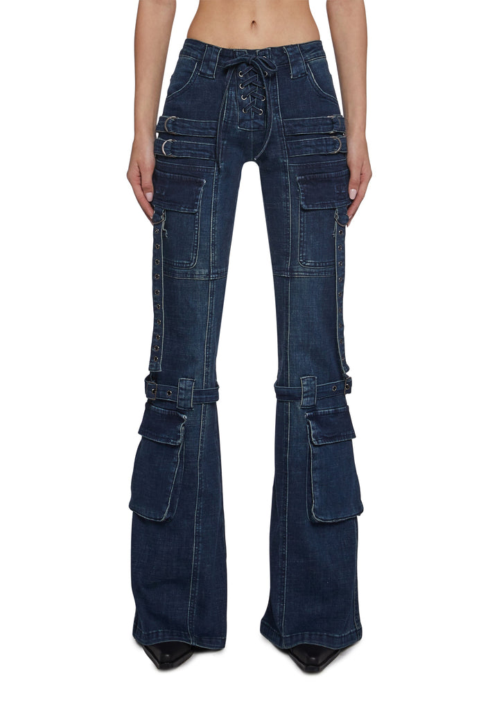 Level Up Cargo Fitted Jeans - Blue