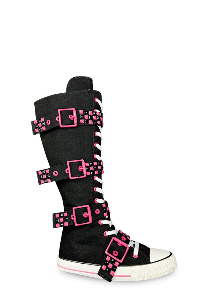 Rawr XD Stud Knee High Sneakers - Pink