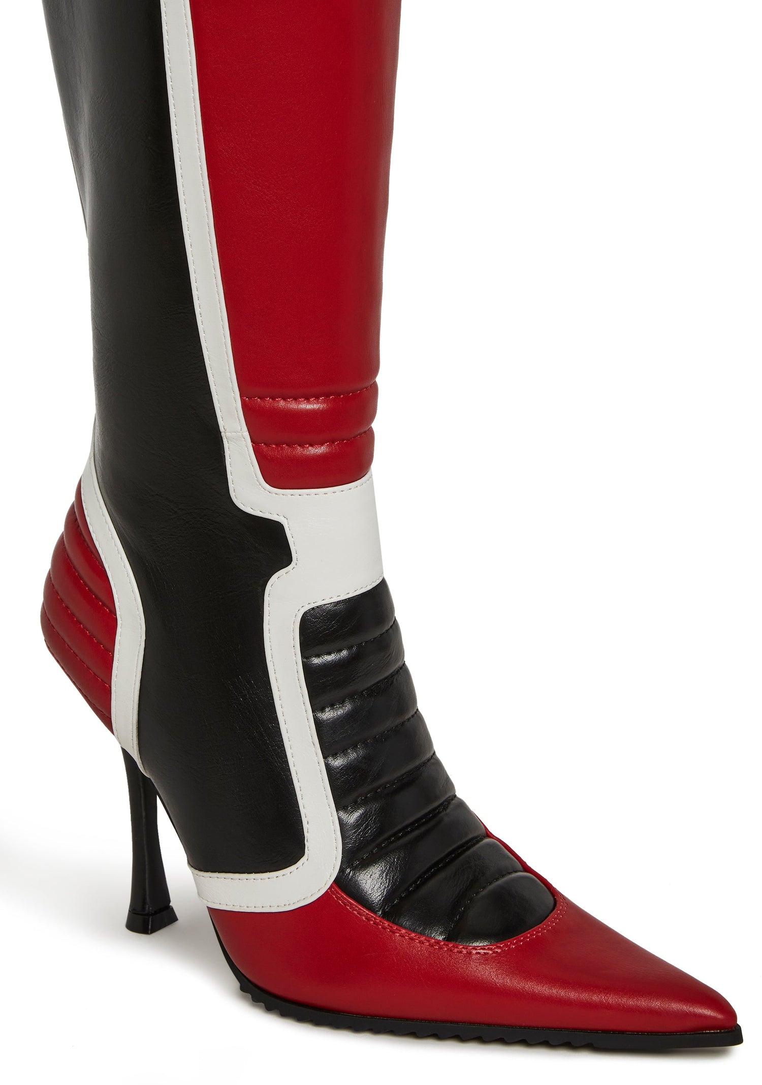 Motorcrossed Knee High Boots - Red