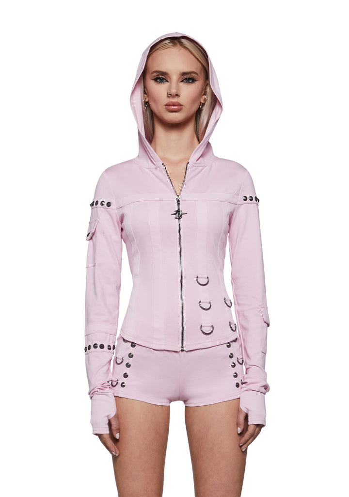 Ego Fitted Corset Sweater With Hardware - Pink