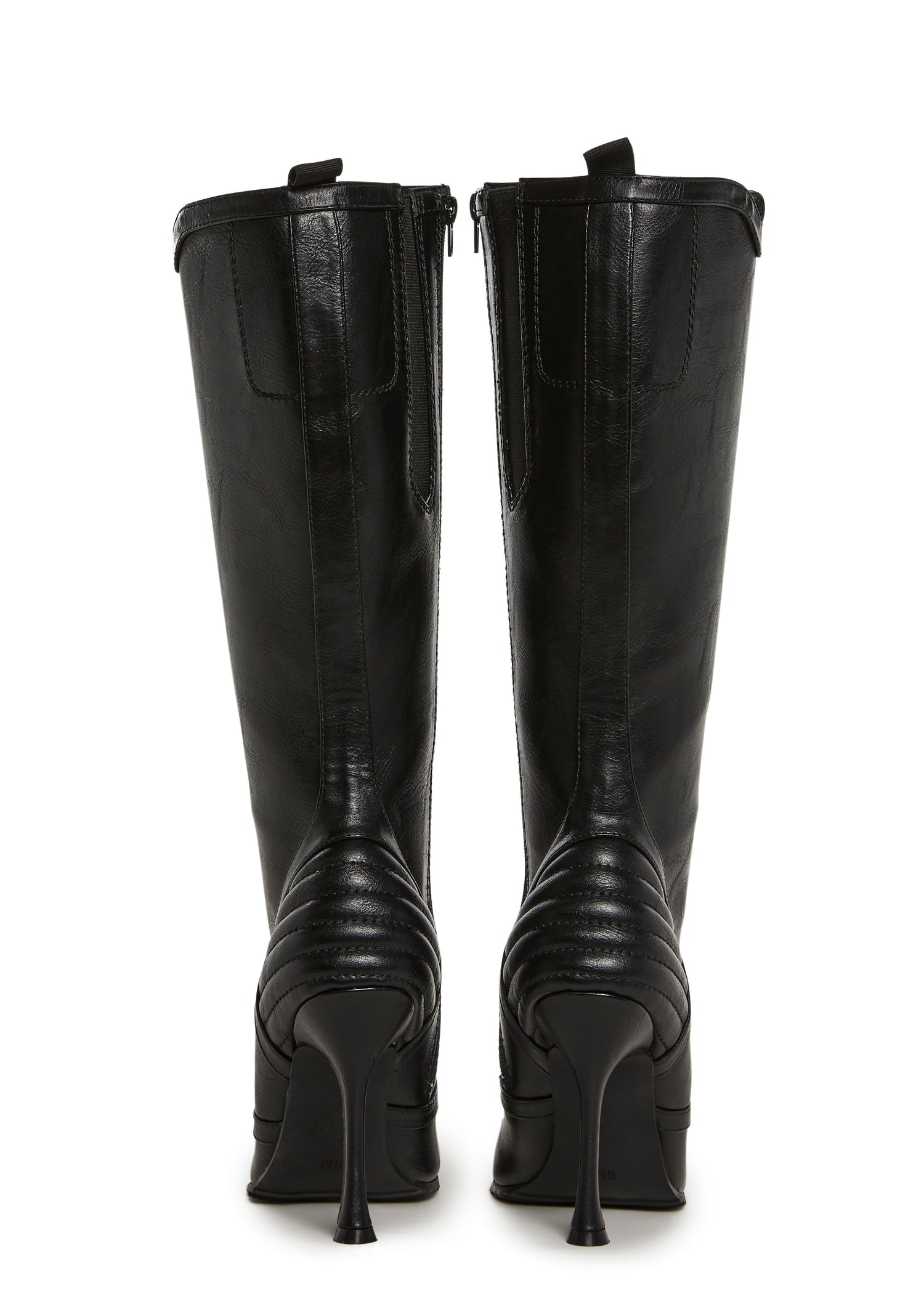 Motorcrossed Knee High Boots - Black