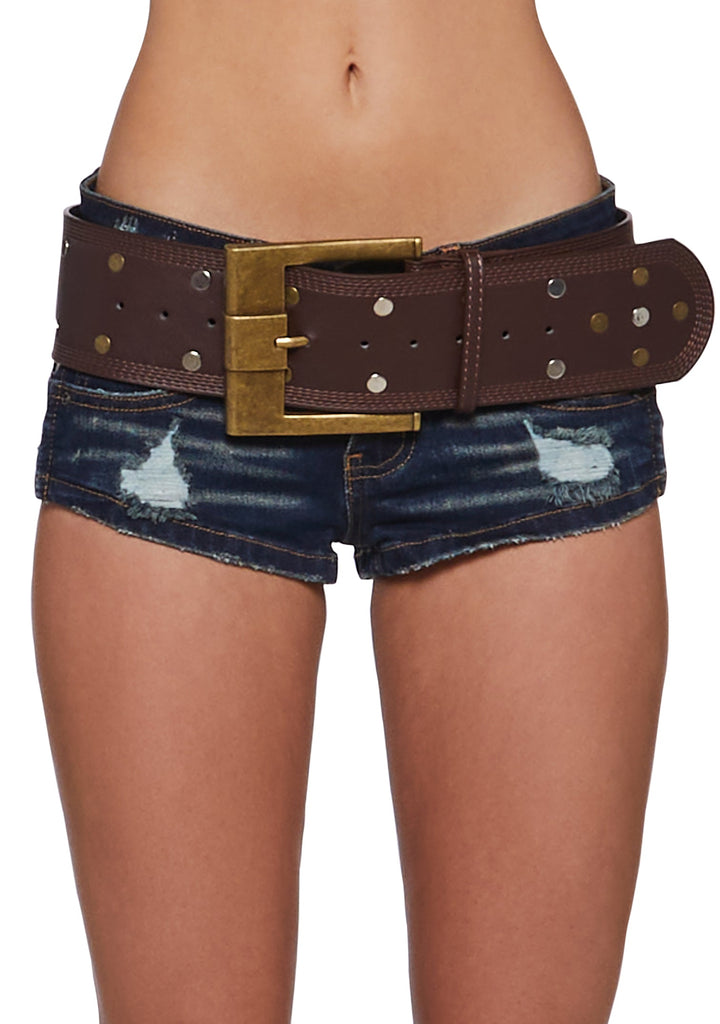 Mix Metal Studded Wide Belt