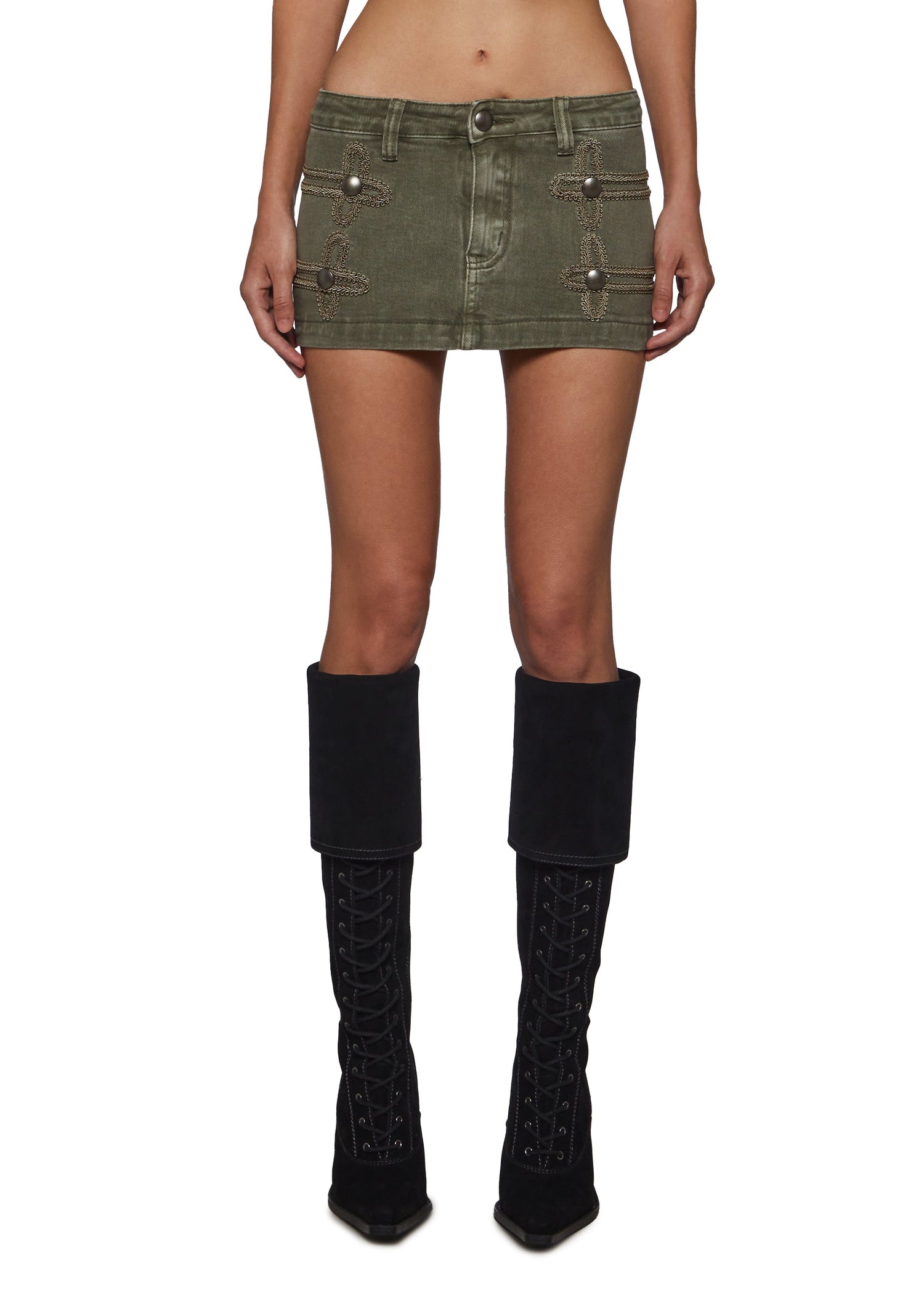 Military Parade Twill Mini Skort - Green