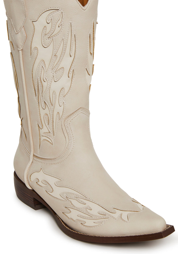 Cyber Scars Cowboy Boot - Beige