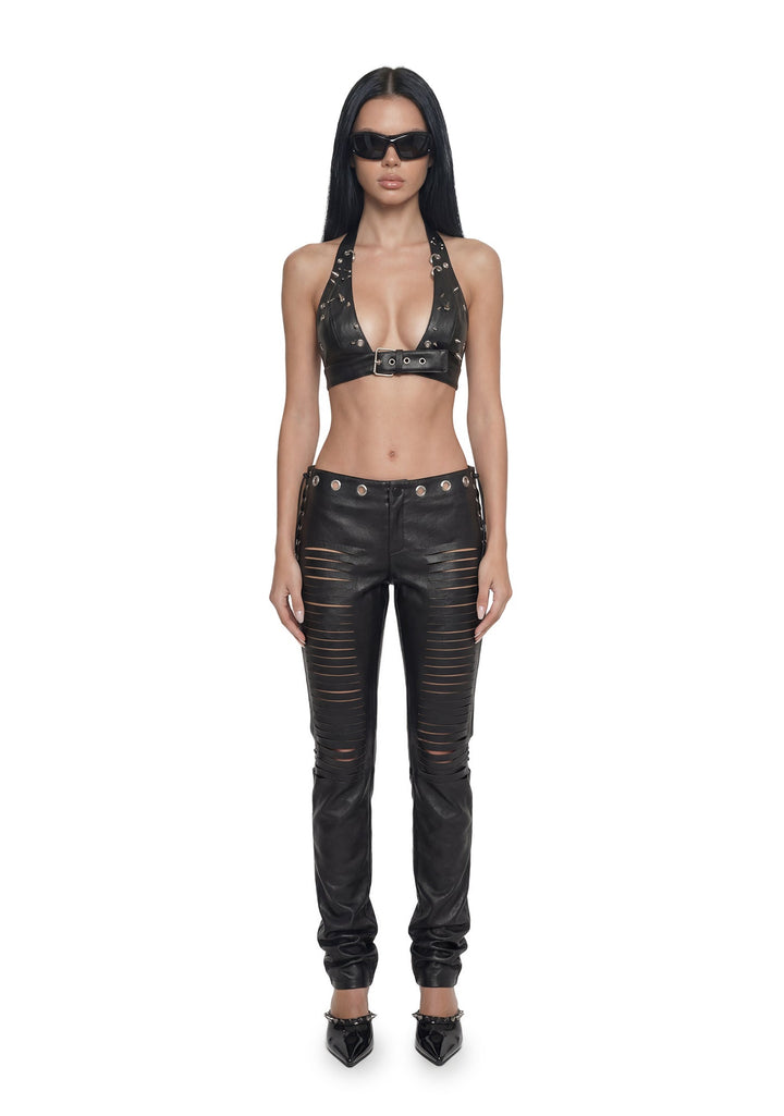 Lasercut Low Waist Pant - Black