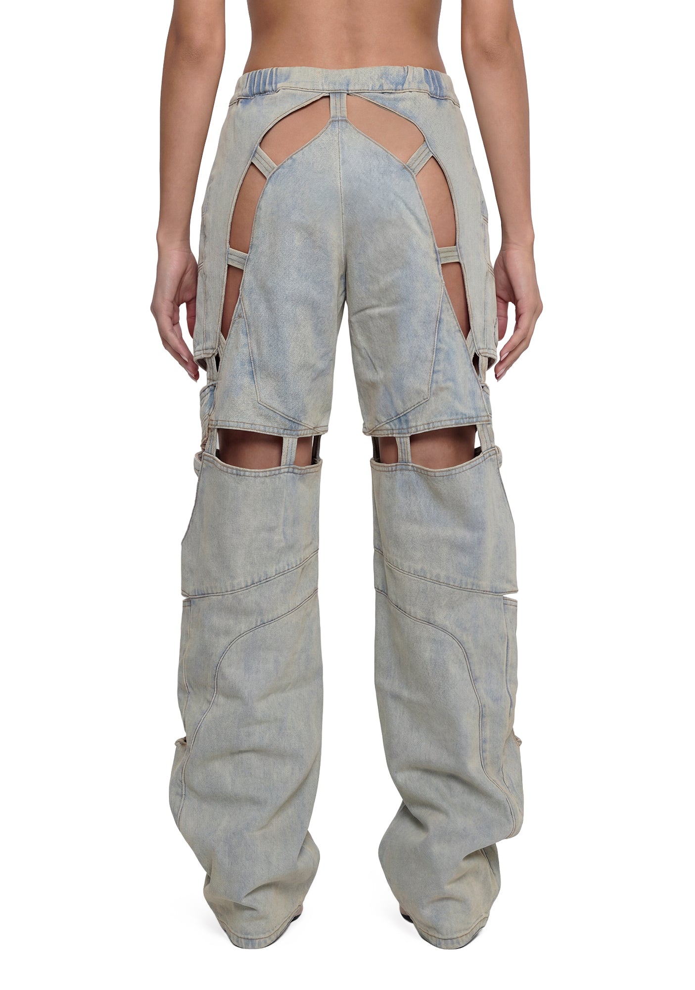 Moto Denim Floating Pants - Light Wash