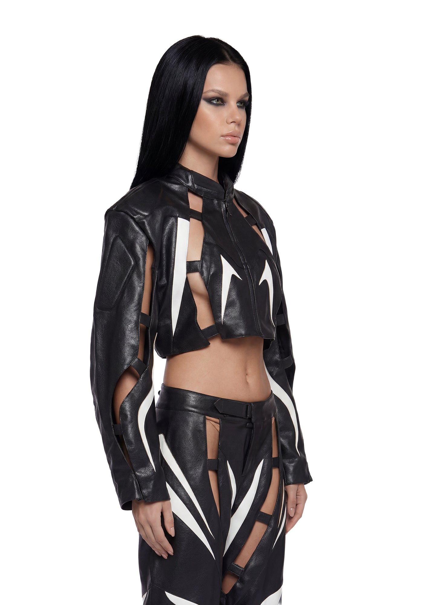 Octane Moto Floating Crop Jacket - Blk/Wht