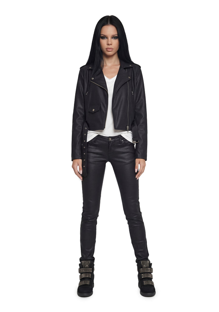Siren Waxed Leather Moto Jacket