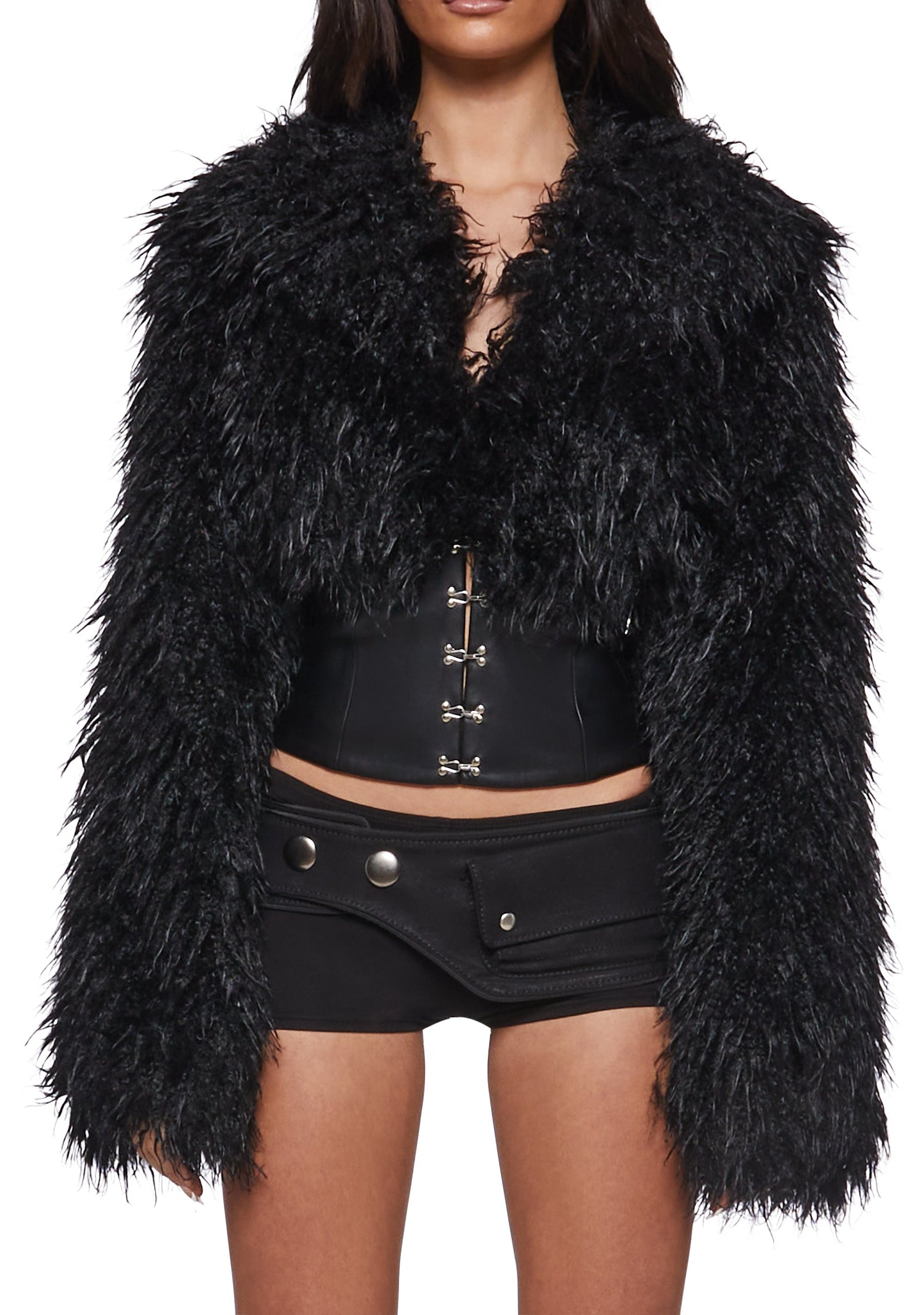 Abyss Faux Fur Jacket with Corset