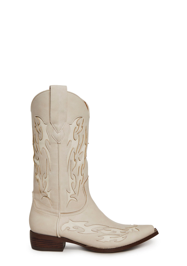 Cyber Scars Cowboy Boot - Beige