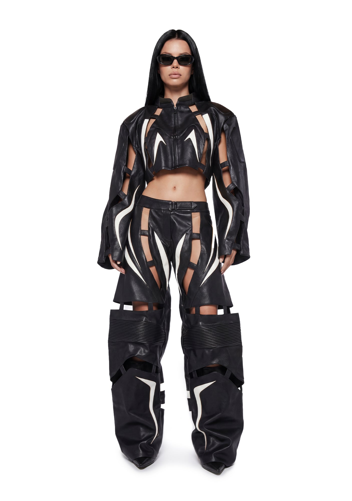 Octane Moto Floating Crop Jacket - Blk/Wht
