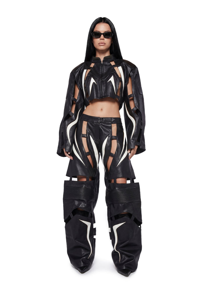 Octane Moto Floating Crop Jacket - Blk/Wht