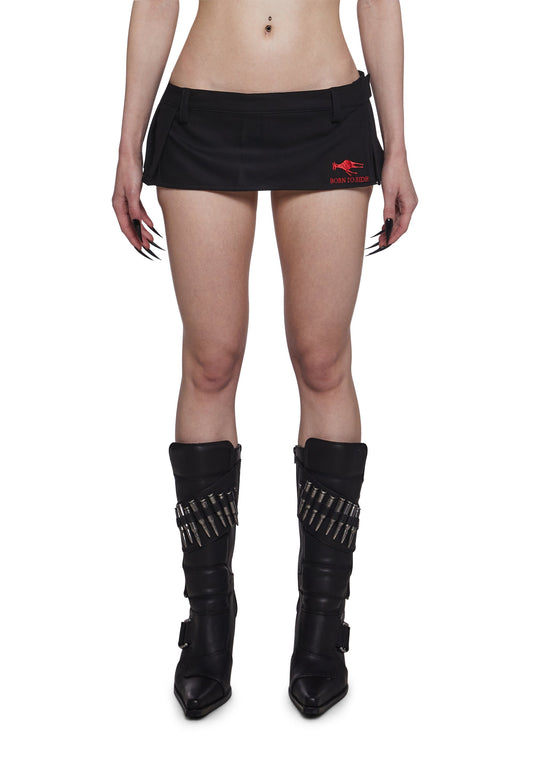 Born To Ride Pleated Ultra Mini Skirt - Black