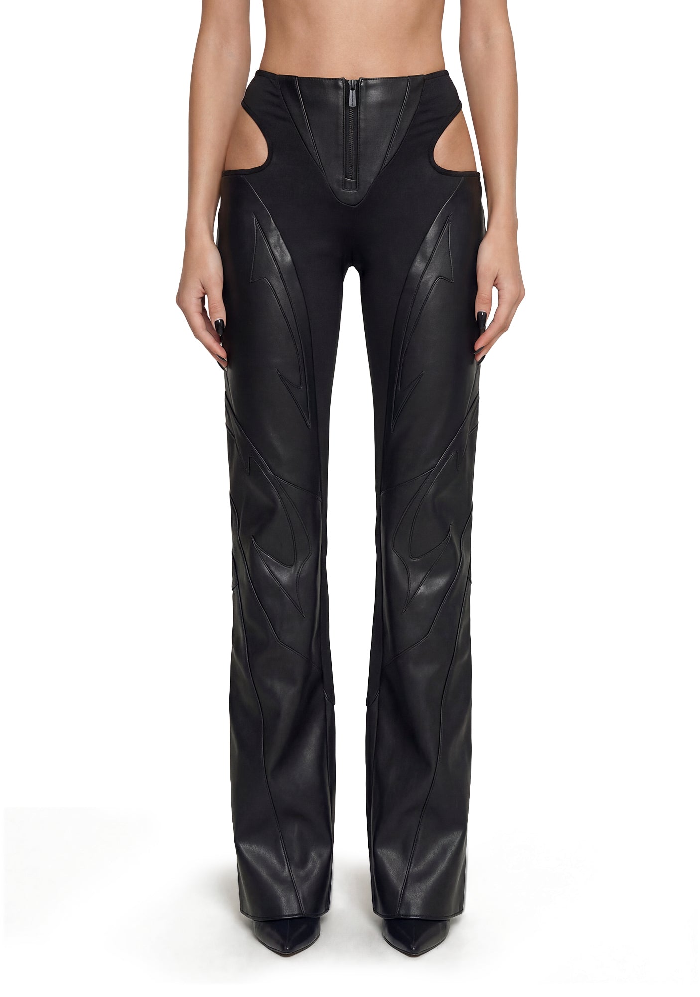 Moto Cut Out Pants - Black