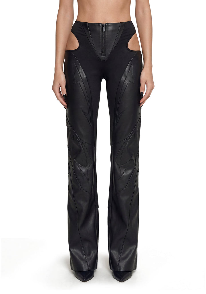 Moto Cut Out Pants - Black