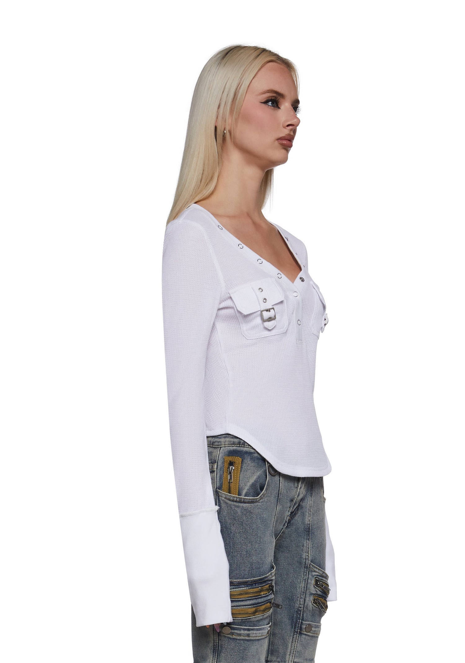 Brianna Long Sleeve Top - White