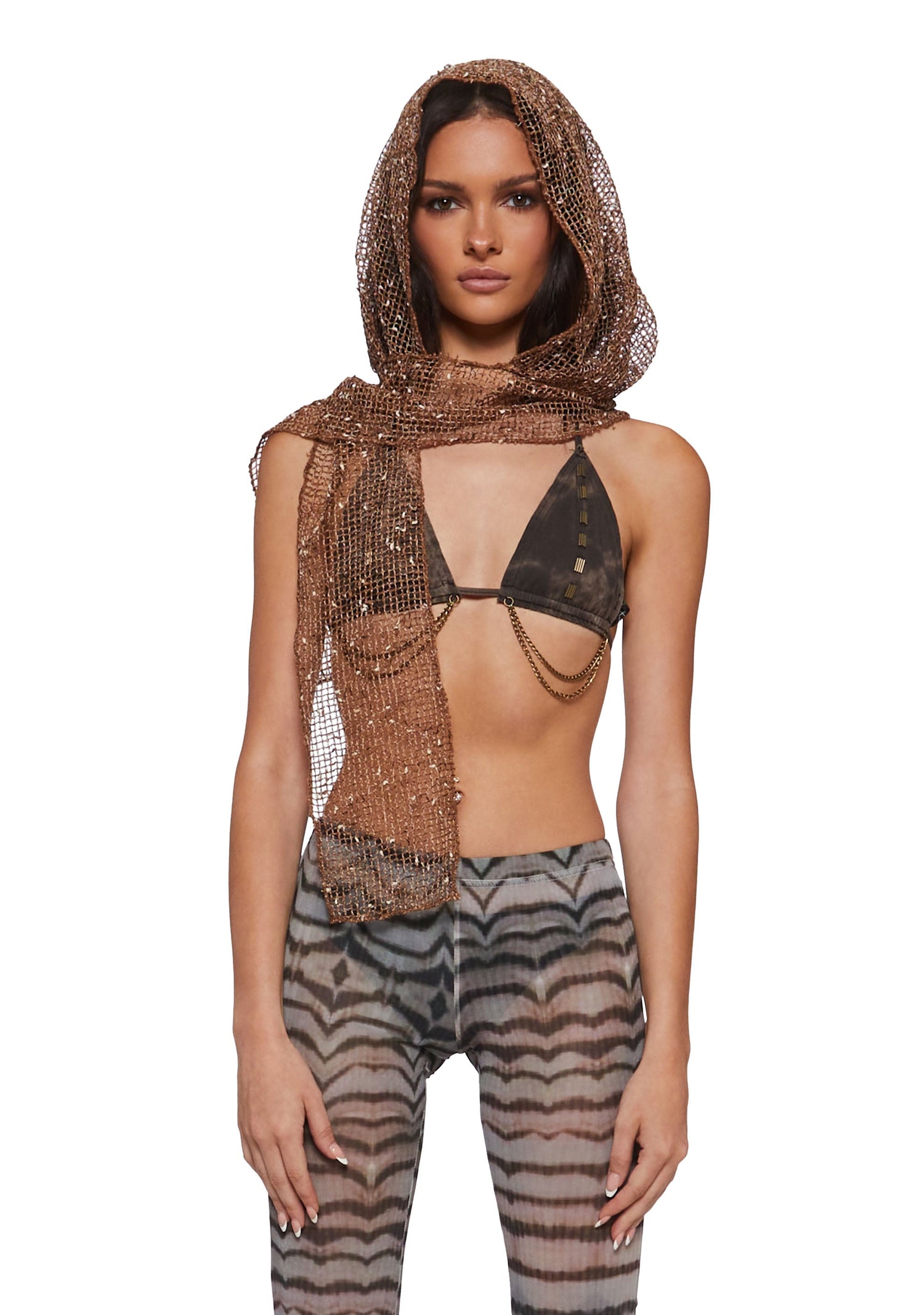 Mirage Mesh Head Scarf - Brown