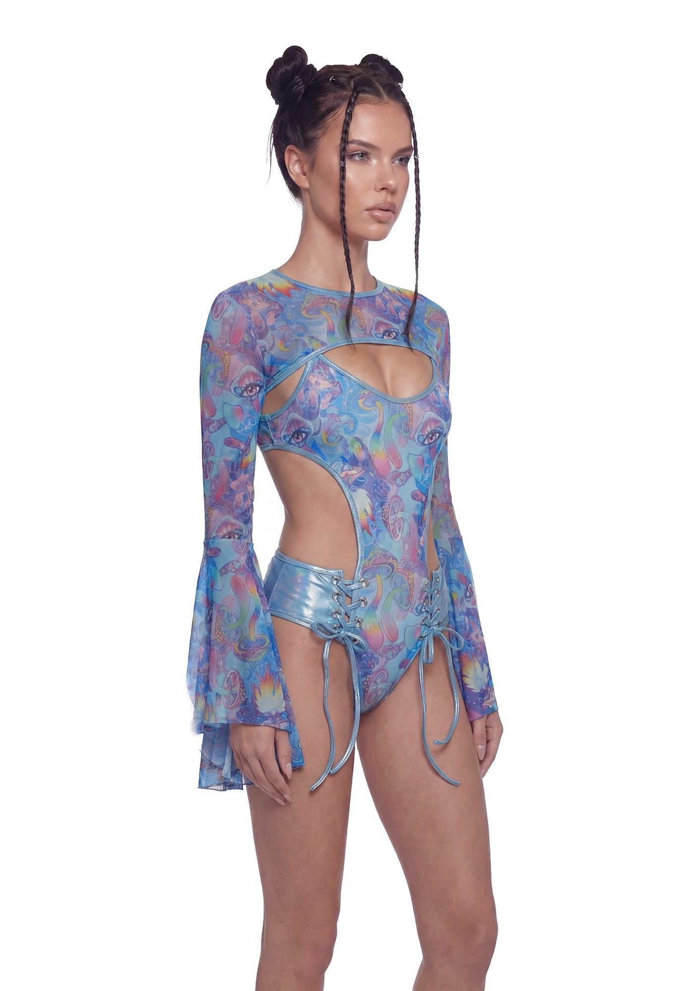 Mushroom Bell Sleeve Shrug - Blue