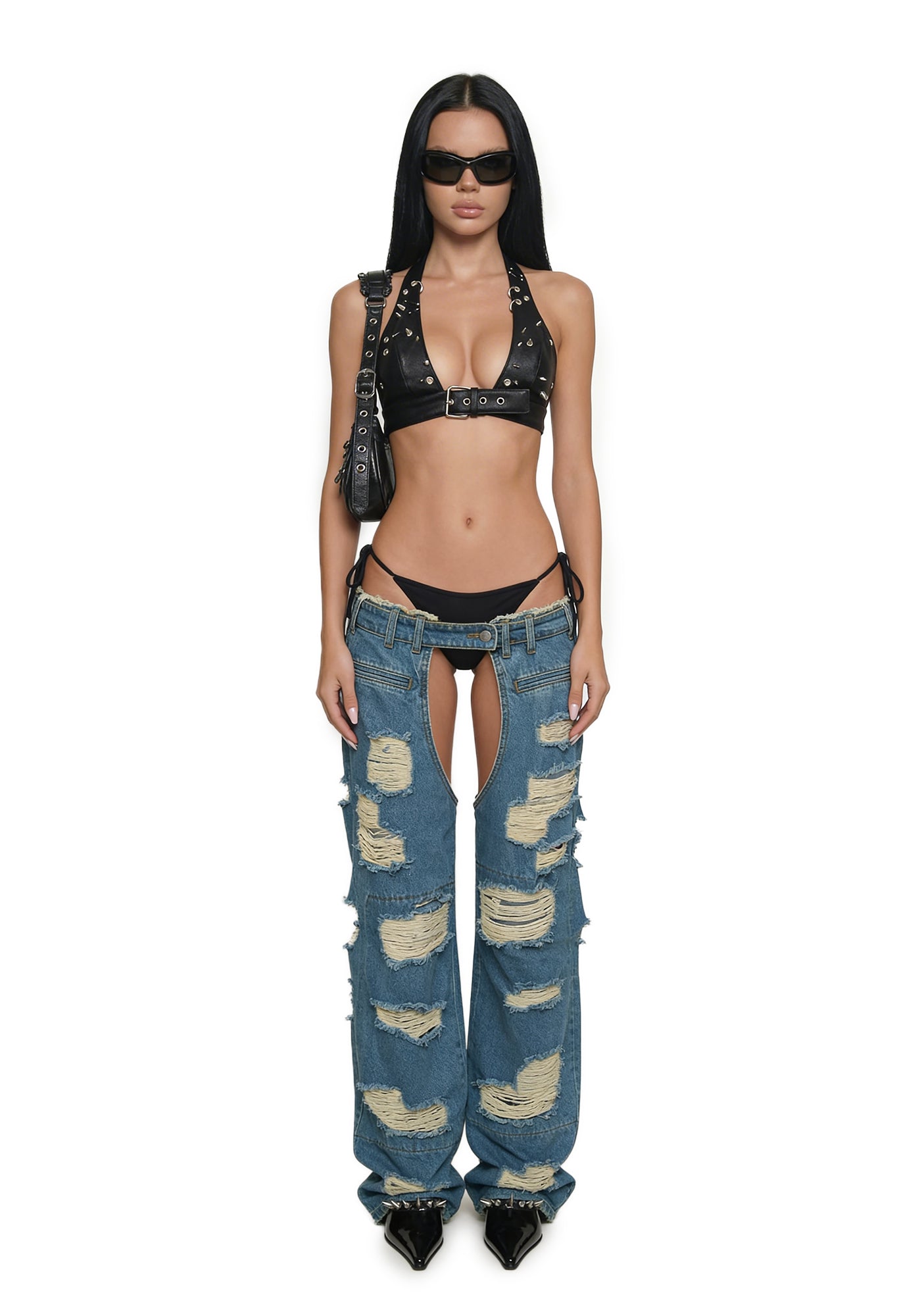 Denim Shredded Chaps - Blue