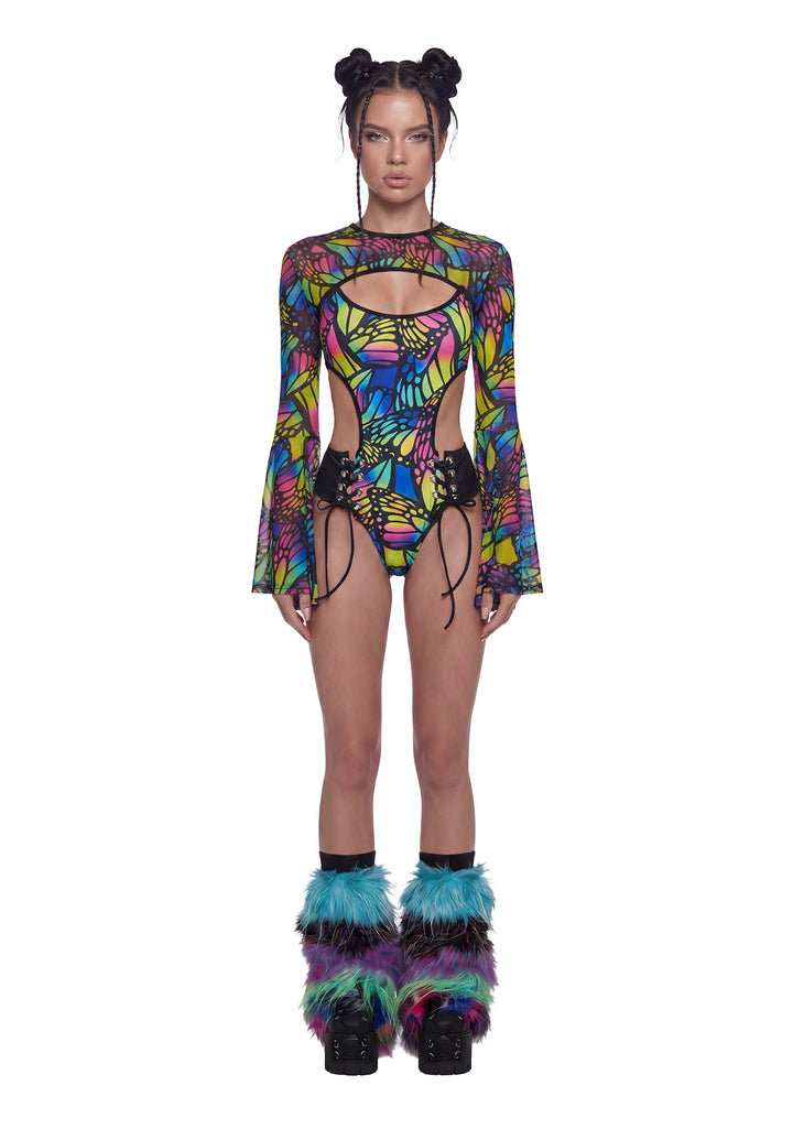 Butterfly Bell Sleeve Shrug - Multi/Black