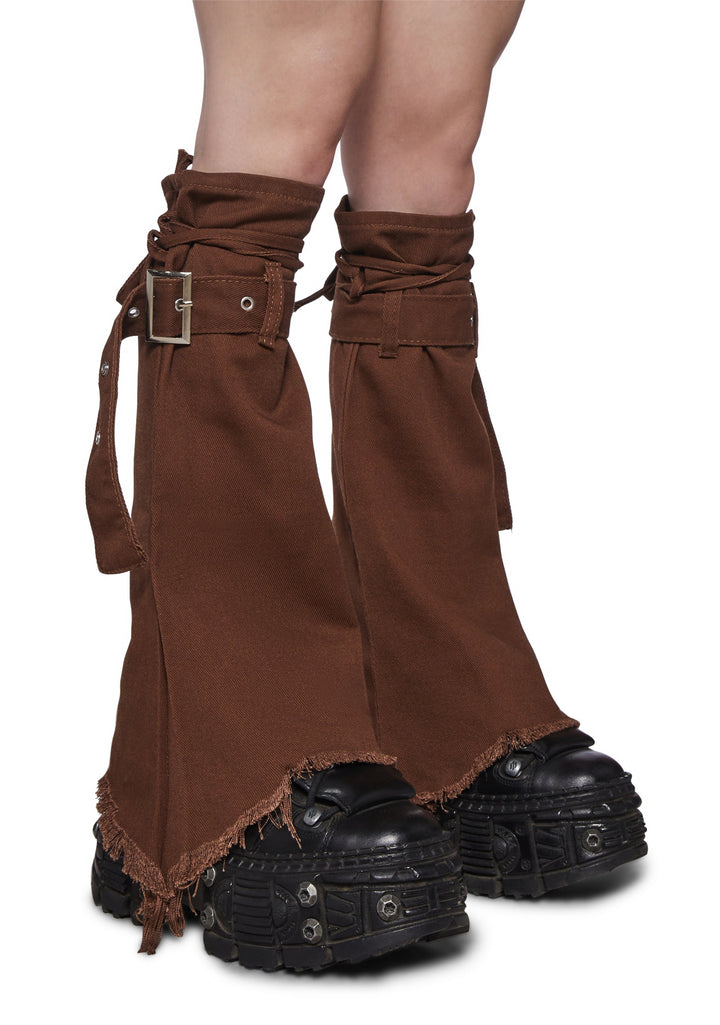 Buckled Leg Warmers - Brown