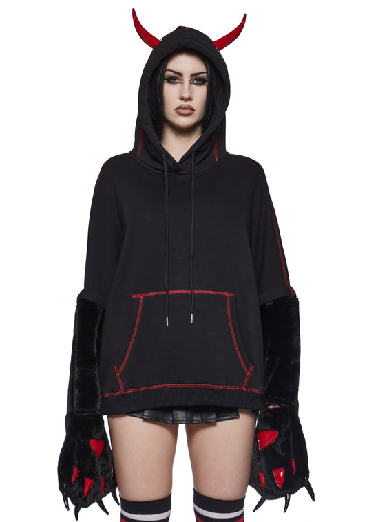 Devil Oversized Hoodie with Big Paws